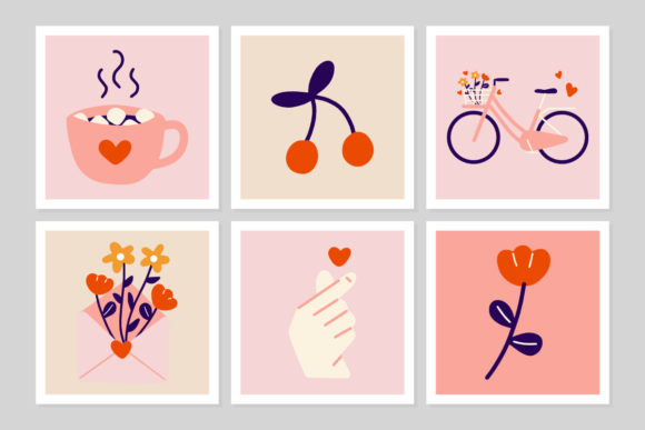 Download Set Valentine's Day Cute Greeting Cards - Valentine Collection