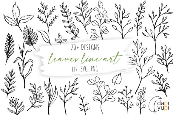 Download Botanical Line Art Clipart. Floral Set - Premium Resources