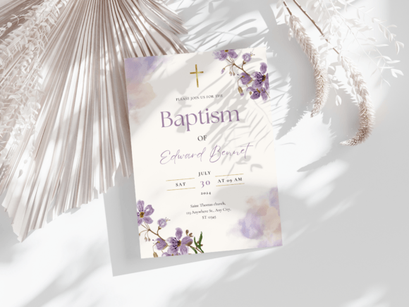 Download Baptism Invitation Template, Rustic Pink - Invitation Collection