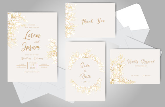 Download Golden Foliage Wedding Invitation Bundle - Invitation Collection